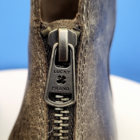 LUCKY BRAND Kaiya Distressed Leather and Suede Bootie Gray Women's 9.5M - Picture 7 of 14